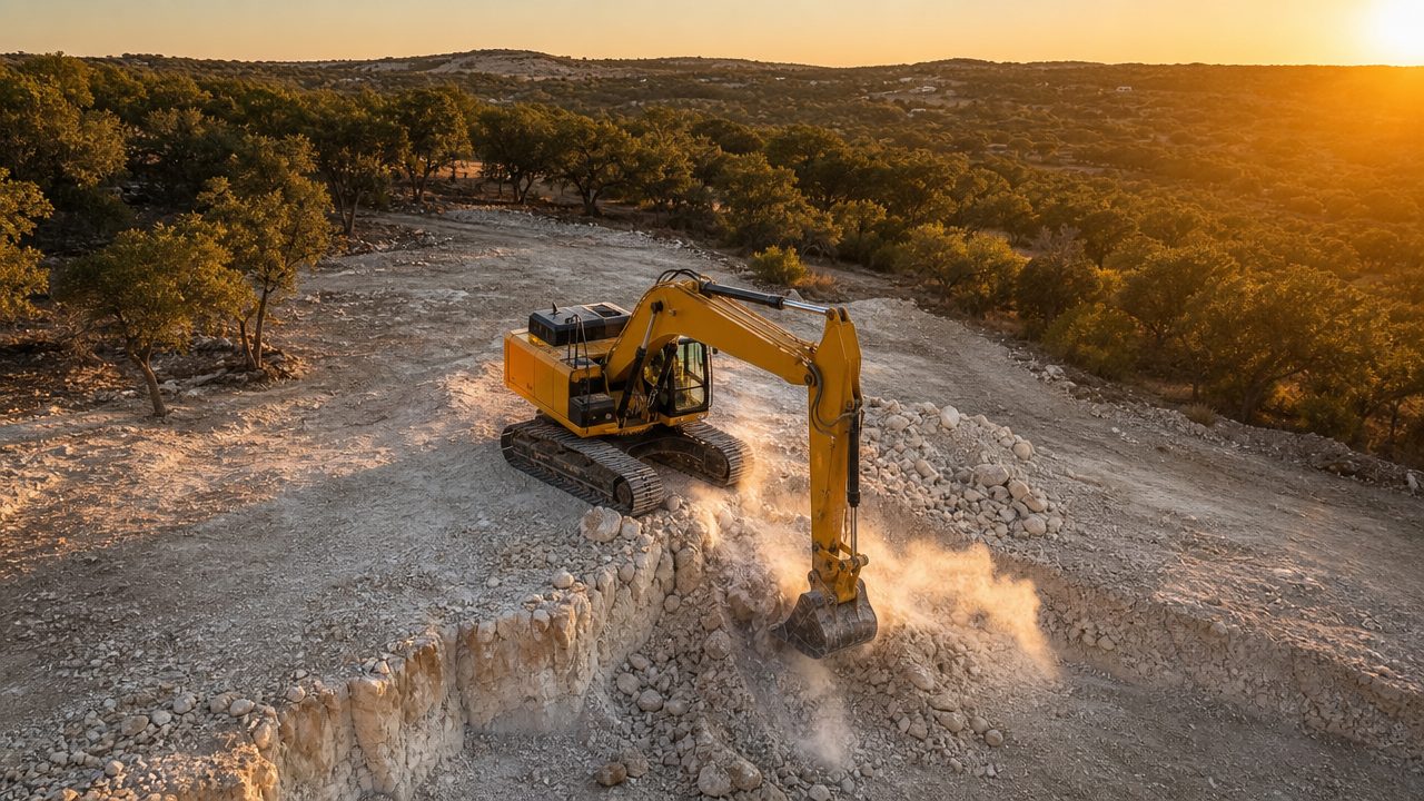 Excavator working a Hill Country site